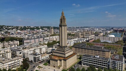 drone photo Le Havre church france Europe