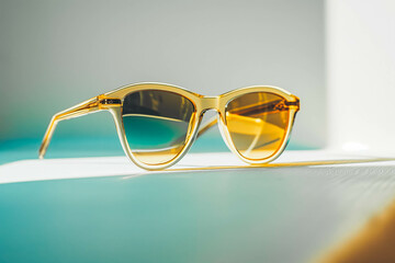 A pair of stylish sunglasses, exuding elegance and sophistication, showcased against a clean white surface.