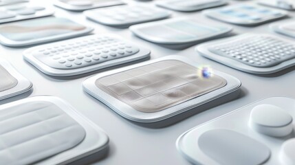 Advanced wearable medicine patches with sensors on a white background