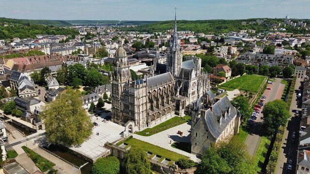 drone photo Evreux cathedral France Europe