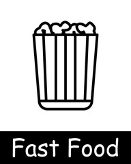 Fast food set icon. Fats, carbohydrates, cup of coffee, pizza, ice cream cone and scooped ice cream, donut, sausage, croissant, cake, fries, burger, unhealthy diet. Junk food concept.