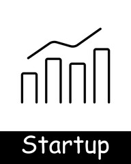 Startup icon set. Loudspeaker, magnifying glass, statistics, graphs, rocket, percentage, diagram, path to goal, strategy, saving money, puzzle, task, right on target. Commercial project concept.