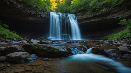 Obraz premium waterfall that is flowing down a mountain side