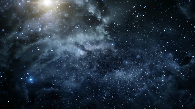 Starry cold backdrop, light, dark blue galaxy glowing background
