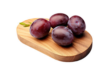 Obraz premium Plums on a Wooden Canvas. On a White or Clear Surface PNG Transparent Background.
