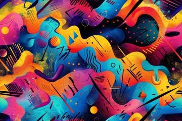 An explosion of vivid colors dancing in a mesmerizing array of shapes and lines