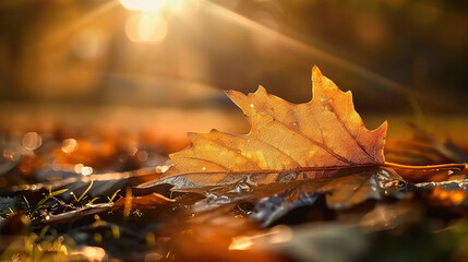 Close up photograph of a singular dry leaf. Generative AI