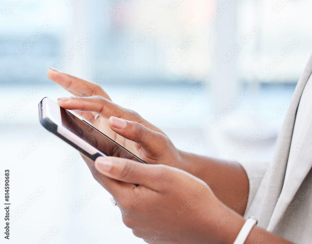 Leinwandbilder hands, smartphone and texting for communication, online and app for conversation or social media. te