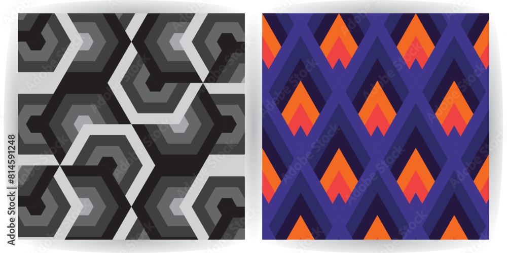 Poster seamless vector geometric color pattern background, retro color background.