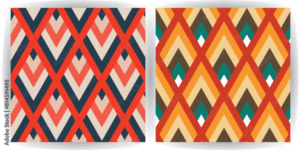 Poster seamless vector geometric color pattern background, retro color background.