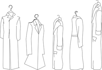 vector illustration sketch design drawing of clothes on a hanger for a fashion shop window 