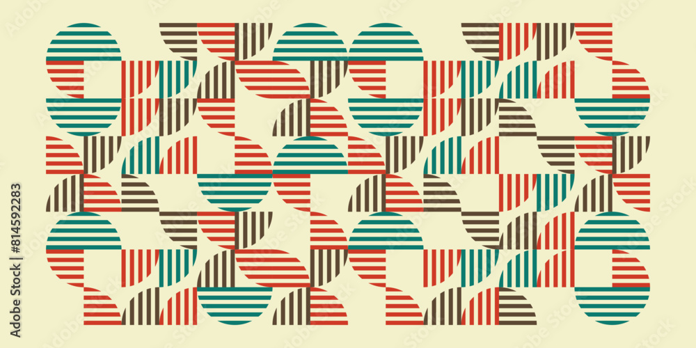 Poster seamless vector geometric color pattern background, retro color background.