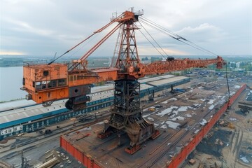 A crane is standing on the construction professional photography