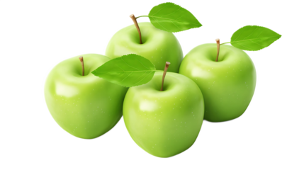 A bunch of green apples with a transparent background.