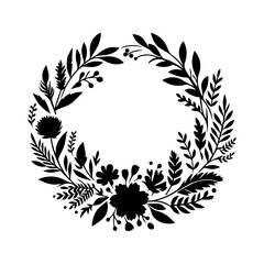 Hand drawn floral wreath frame