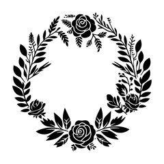 Hand drawn floral wreath frame