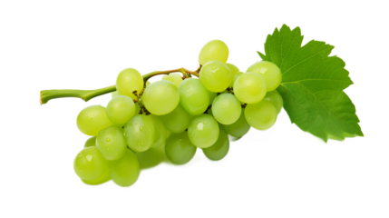 A bunch of green grapes with a transparent background.