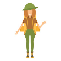 Girl traveler. Tourist with a backpack. Hiker