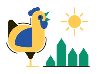 Rooster crowing at dawn