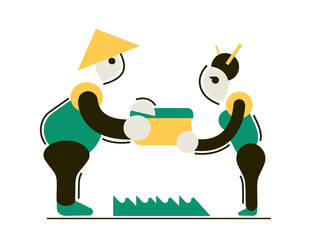 Woman receiving order