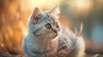 Kitten with bokeh lights in the background. an enchanting backdrop. Generative AI
