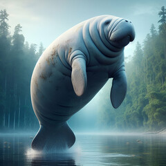 Fototapeta premium manatee in the lake