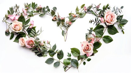 Beautiful Floral Background with Roses. Natural Wallpaper Background with Heart Shape.