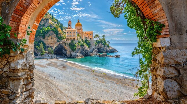 Beautiful European Travel Scene with Historic Architecture. Wonderful Coastline Image with Traditional Buildings.
