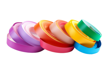 Rainbow Harmony: A Symphony of Pens. On a White or Clear Surface PNG Transparent Background.