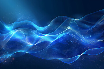 Blue abstract digital backdrop featuring glowing lines and waves.