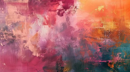 AI generated illustration of an abstract painting with a blend of warm pink and orange hues