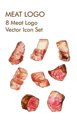 Meat logo vector Icon set