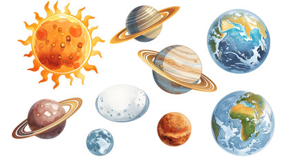Various planets, transparent pictures