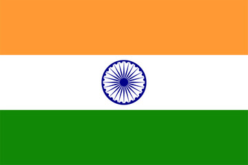 The flag of India. Flag icon. Standard color. Vector illustration.