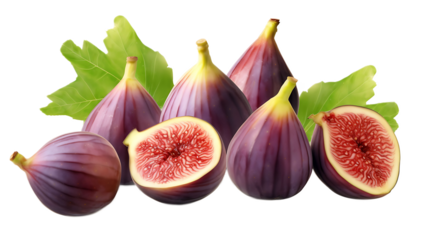 A bunch of ripe figs with a transparent background.