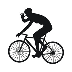 Obraz premium Person riding a bicycle silhouette, cyclist side view