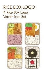 Rice box logo vector Icon set