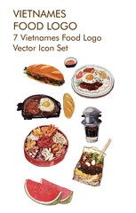 Vietnames food logo vector Icon set
