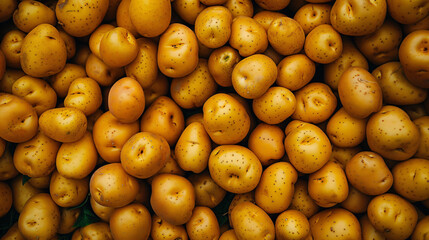 Fresh harvest of Yukon Gold potatoes as a raw food