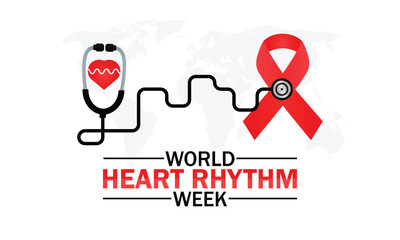 World Heart Rhythm Week. Holiday concept. Template for background, banner, card, poster with text inscription.