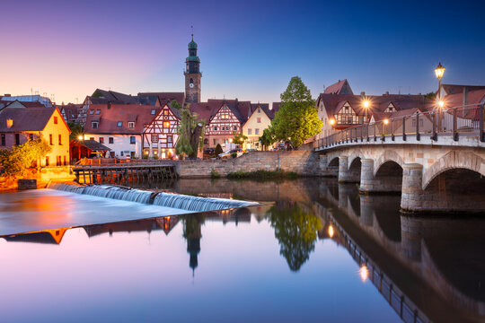 Lauf an der Pegnitz, Bavaria, Germany. Cityscape image of beautiful historical Bavarian city of Lauf an der Pegnitz, Germany at summer sunset.