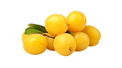 A bunch of yellow plums with a transparent background.