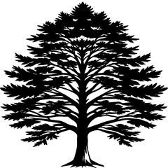 Eastern Red Cedar Tree Silhouette Vector T-Shirt Design with white background -Vector illustration