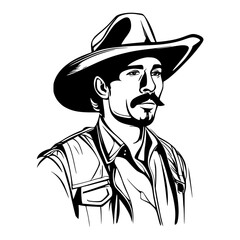 Vector illustration of a cowboy wearing a western-style suit