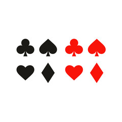 Vibrant vector illustration of a set of playing card icons on a plain white background