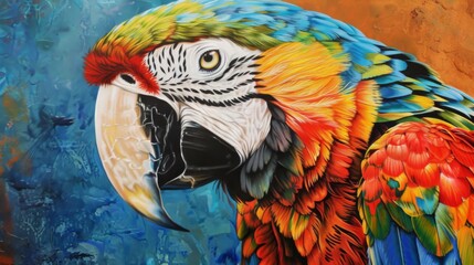 Colorful Parrot Graffiti on Urban Wall