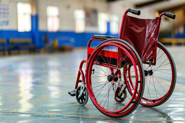 Fototapeta premium Red Wheelchair in Gymnasium