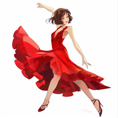 Girl in Red Dress Dancing