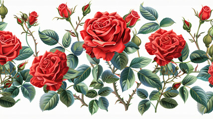 Horizontal seamless background with red roses