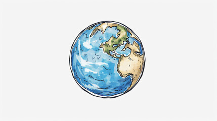 Illustration drawing of globe logo with isolated